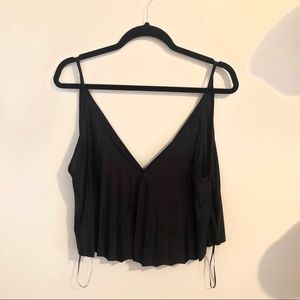 Zara pleated black cropped top